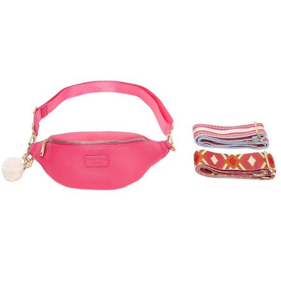 Pom Pom London Leather Bum Bag with Fashion Straps  0285 - Picture 1 of 3